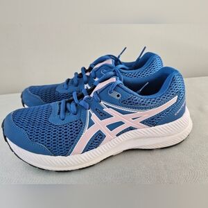 ASICS Gel Contend 7 Womens Blue Athletic Running Shoes, Sneakers